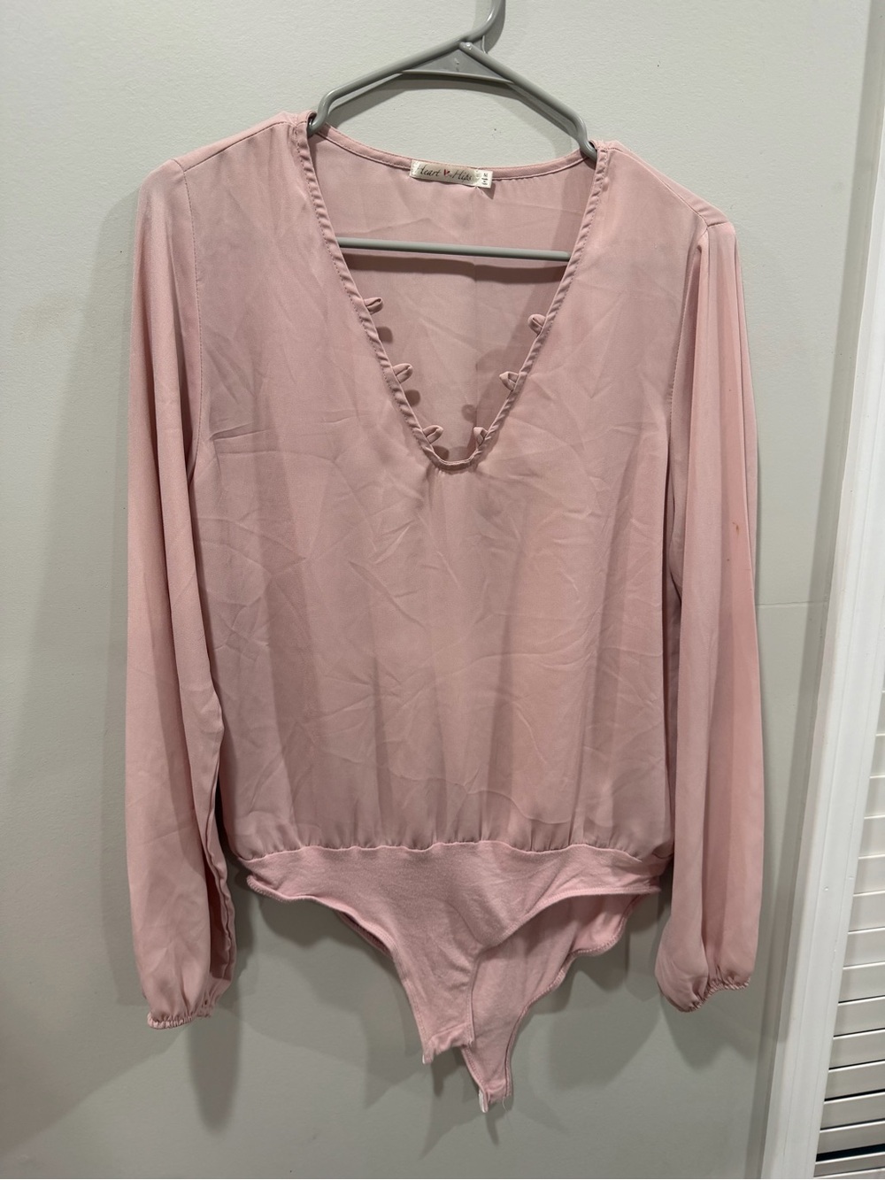 Soft Blush V-Neck Long Sleeve Bodysuit